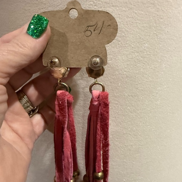 Art by Amy Pink Tassel Earrings - Picture 3 of 3